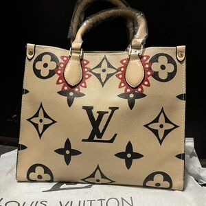 Louis Vuitton Cream and Black Monogram Tote